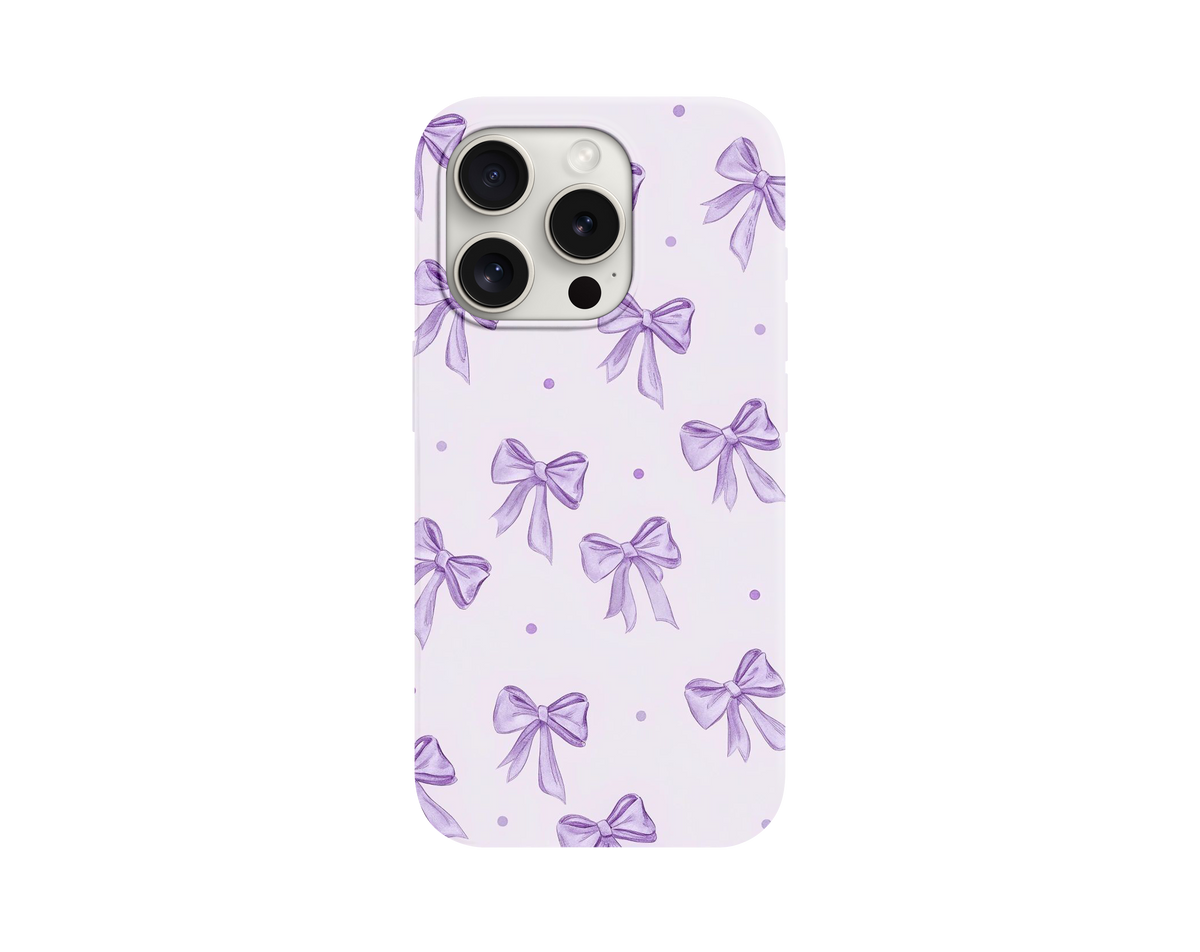 Estetik Mor Fiyonk Kurdele Desenli Telefon Kılıfı