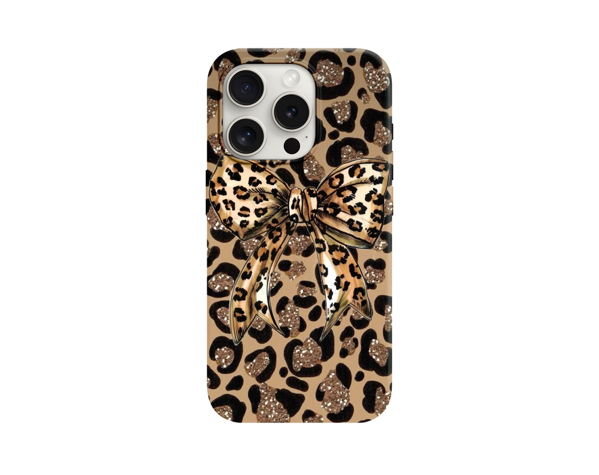 Leopar Desenli Büyük Kurdele Telefon Kılıfı
