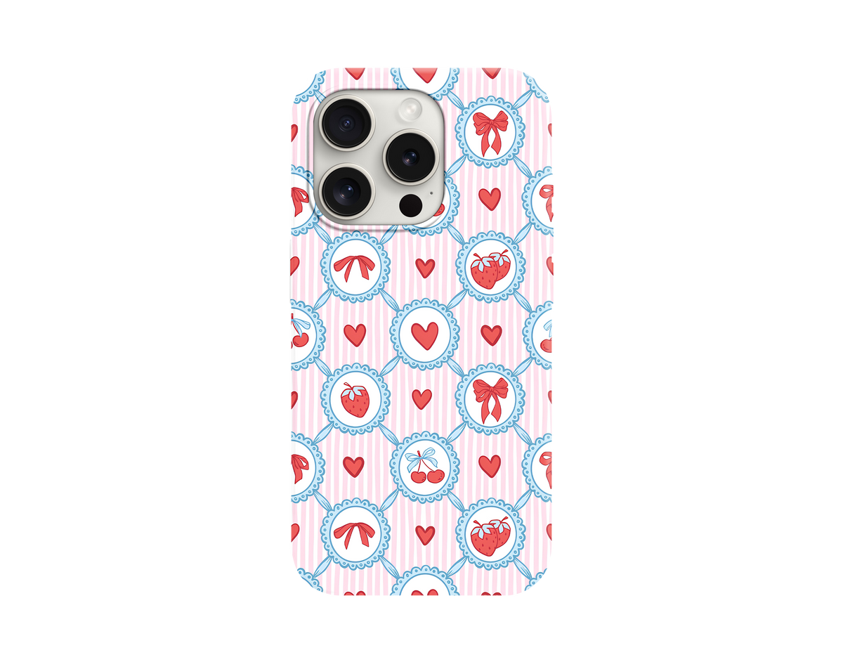 Kalp ve Meyve Motifli Telefon Kılıfı