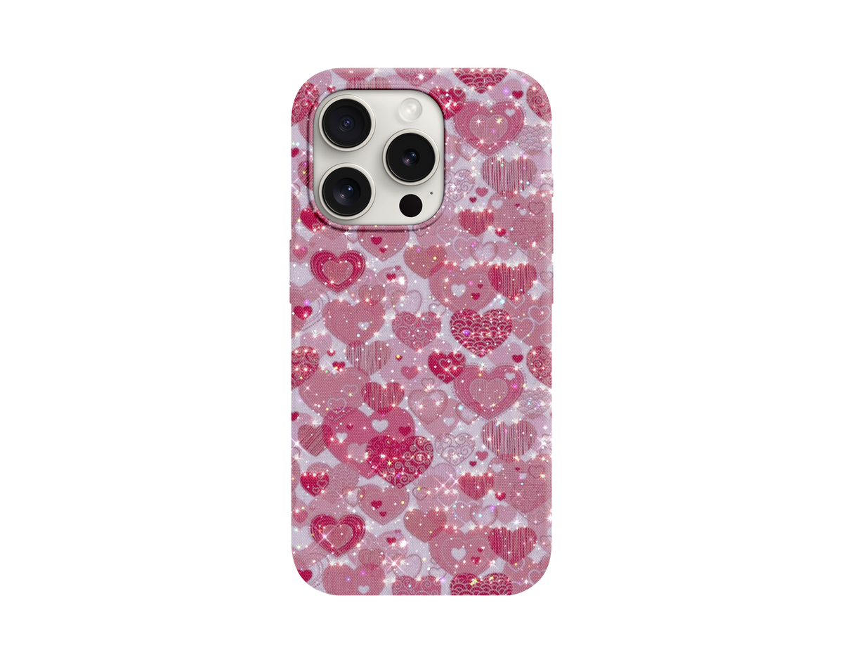 Pink Hearts Pembe Kalp Desenli Telefon Kılıfı