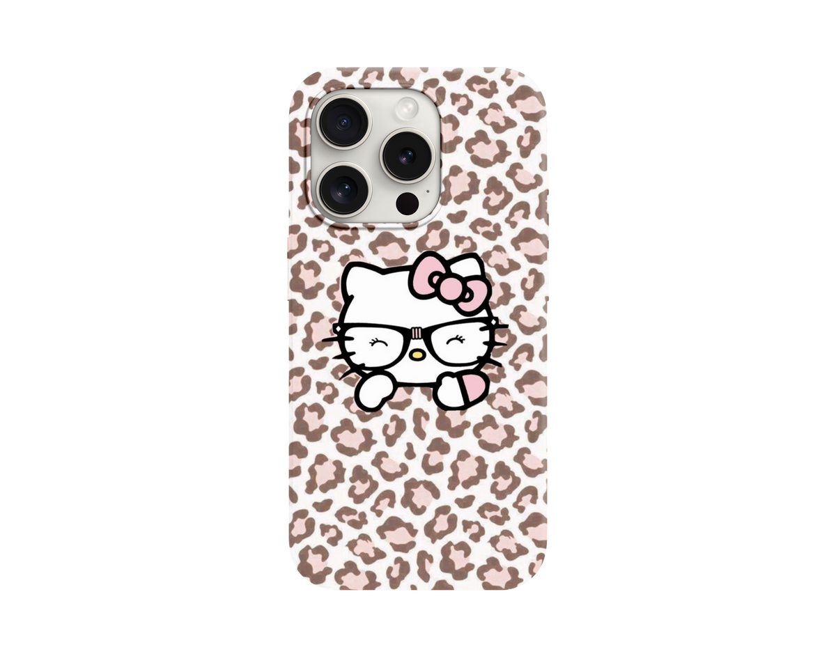 Leopar Desenli Hello Kitty Telefon Kılıfı