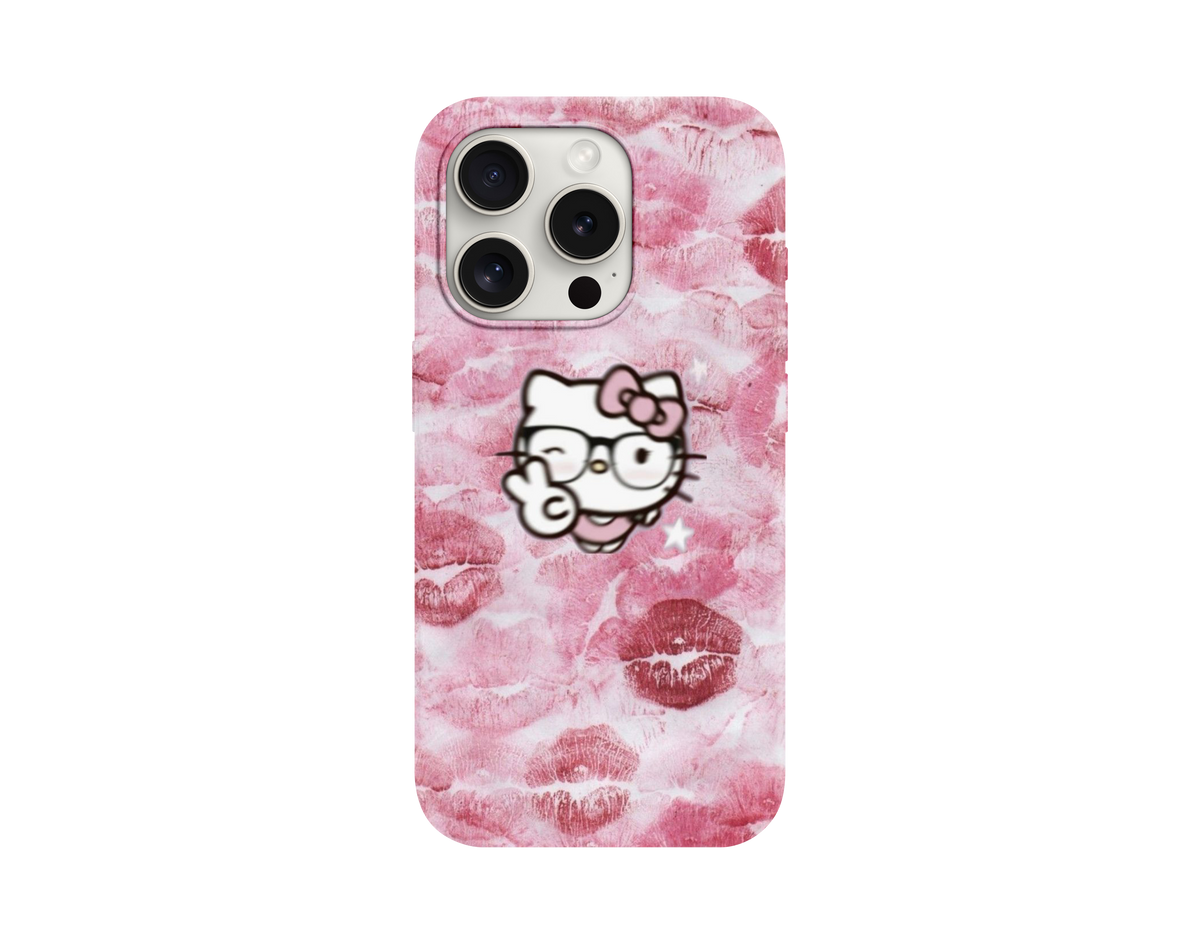 Dudak İzi Desenli Hello Kitty Telefon Kılıfı