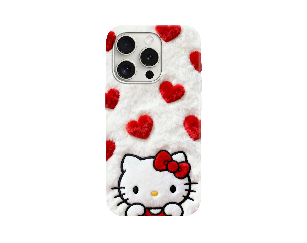 Fuzzy Hello Kitty Kalp Desenli Telefon Kılıfı