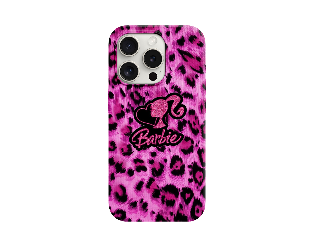 Barbie Pembe Leopar Desenli Telefon Kılıfı
