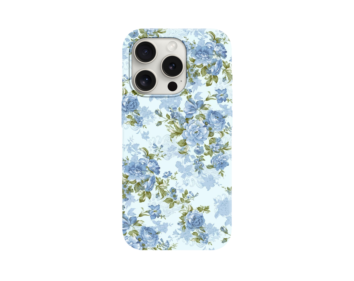 Vintage Blue Rose Floral Desenli Telefon Kılıfı