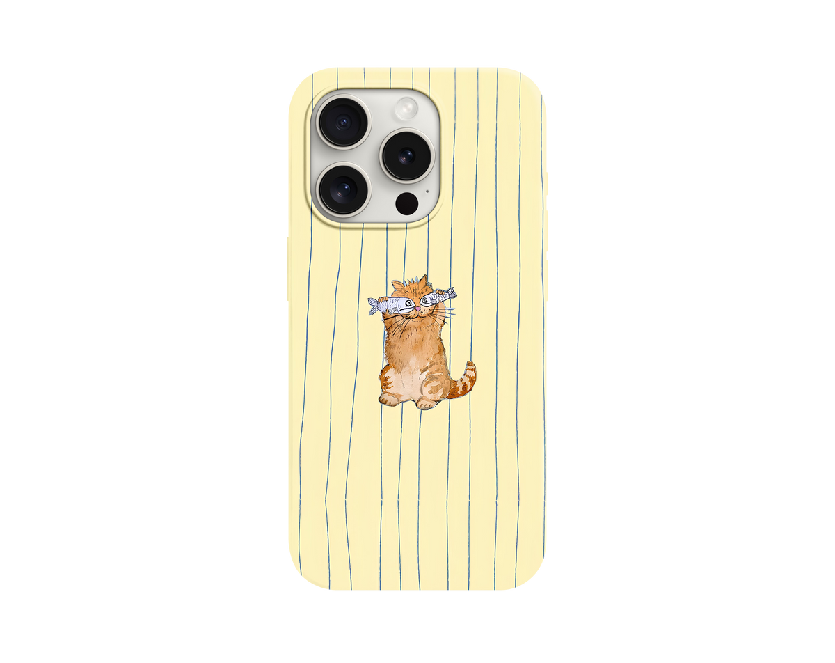 Sarı Çizgili Kedi Temalı Telefon Kılıfı