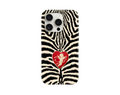 Zebra Desenli Kırmızı Kalp ve Melek Figürlü Telefon Kılıfı