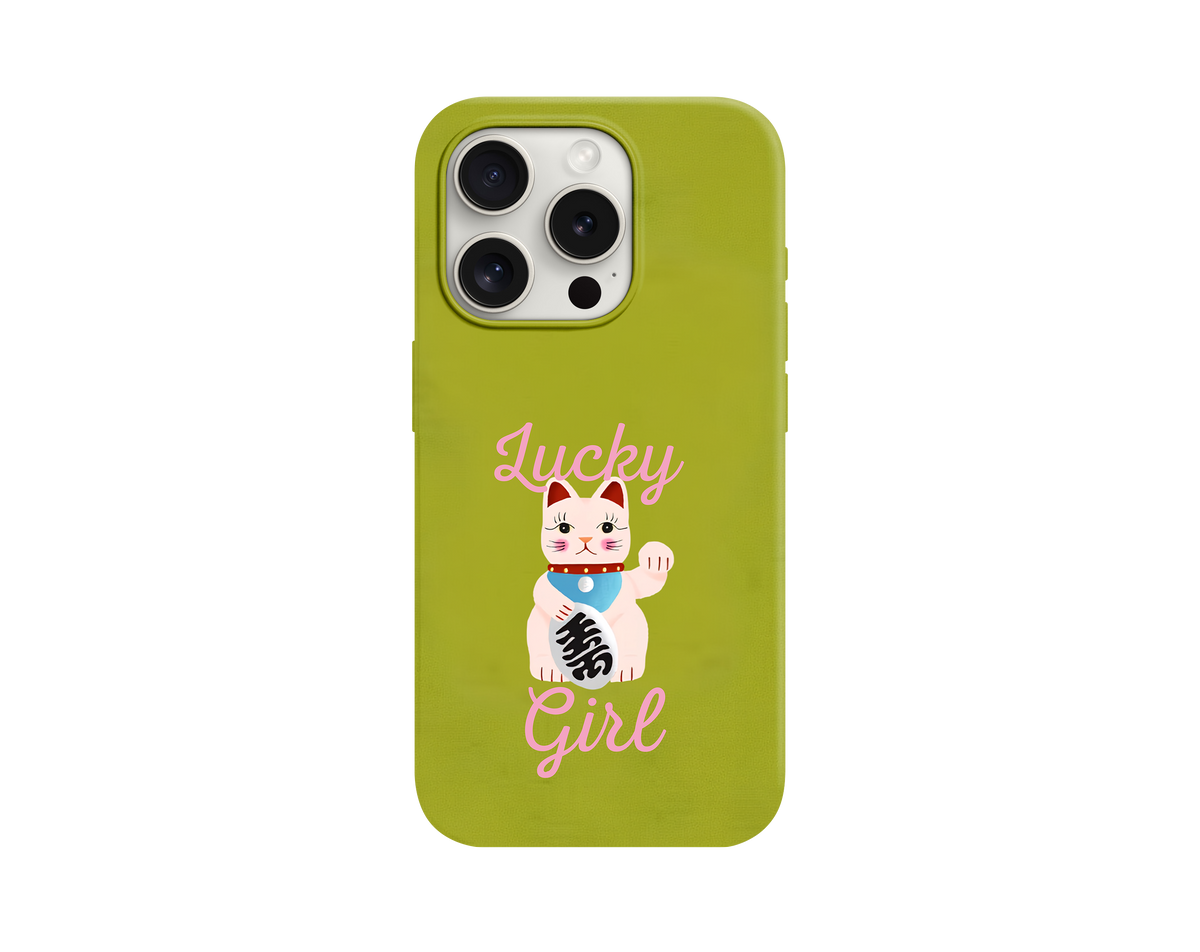 Lucky Girl Yazılı Şans Kedisi Telefon Kılıfı