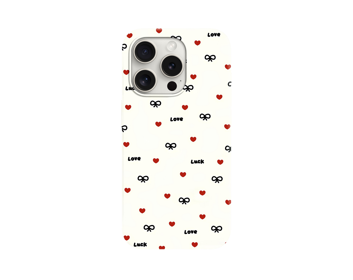 Kalp ve Kurdele Desenli Şık ve Zarif Telefon Kılıfı