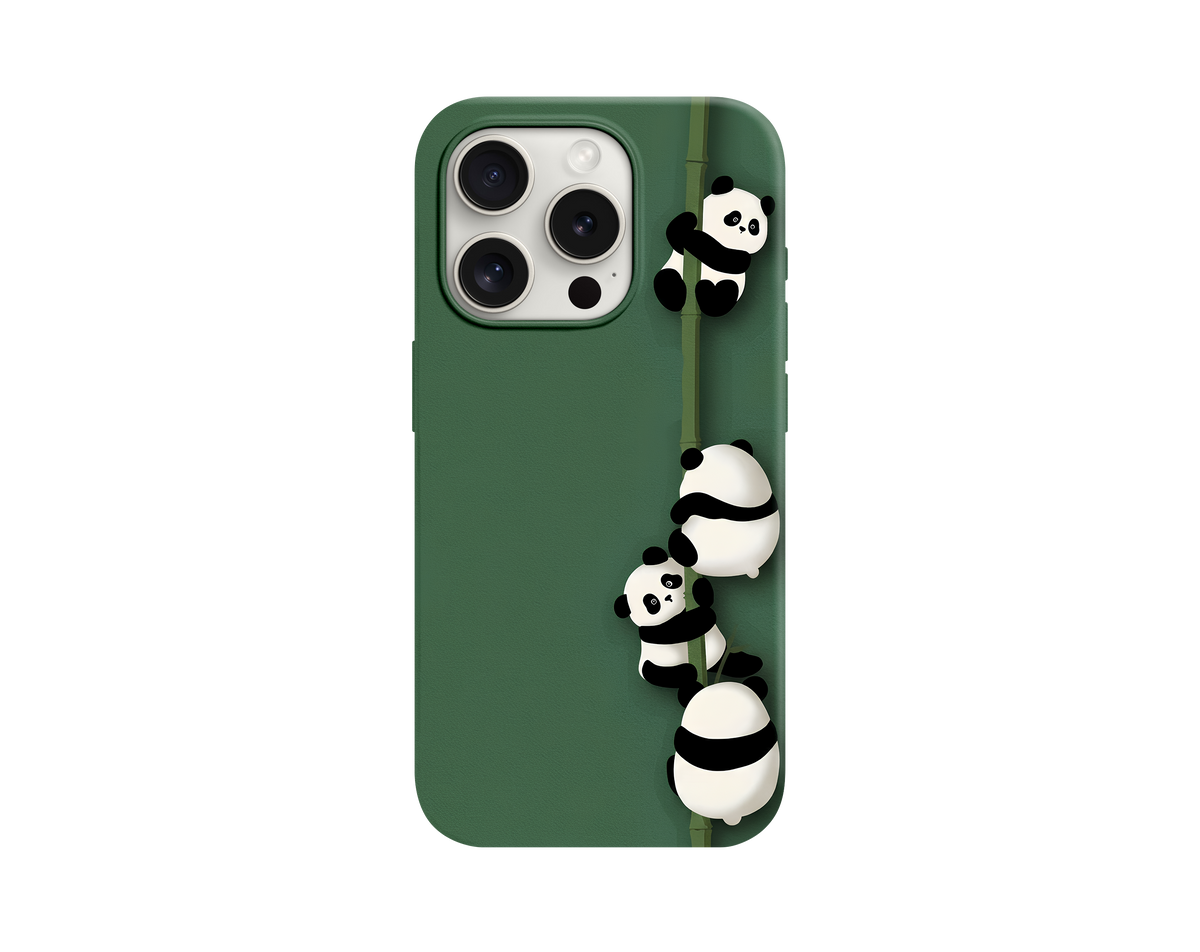 Panda ve Bambu Desenli Telefon Kılıfı