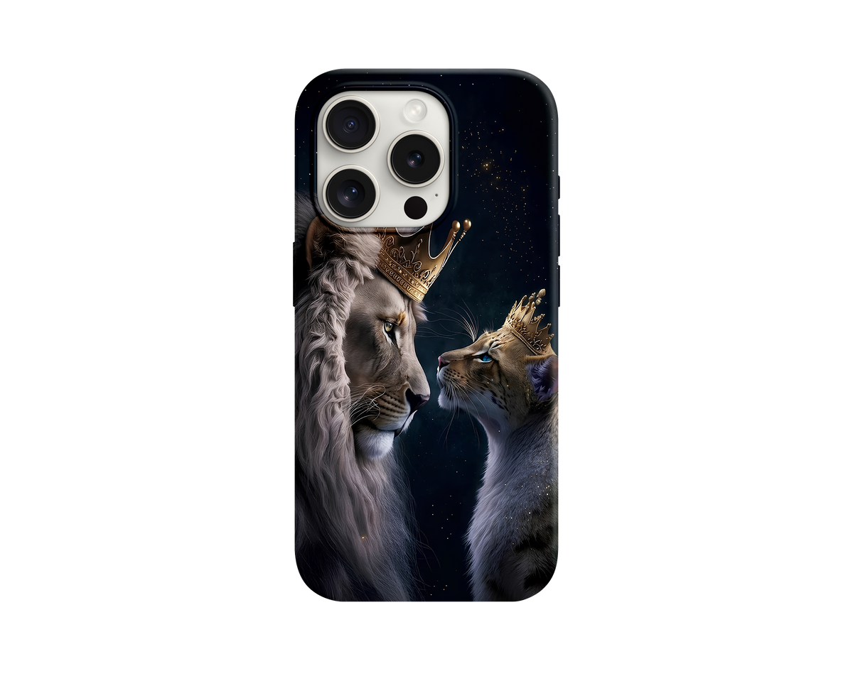 Taçlı Aslan Temalı Desenli Telefon Kılıfı
