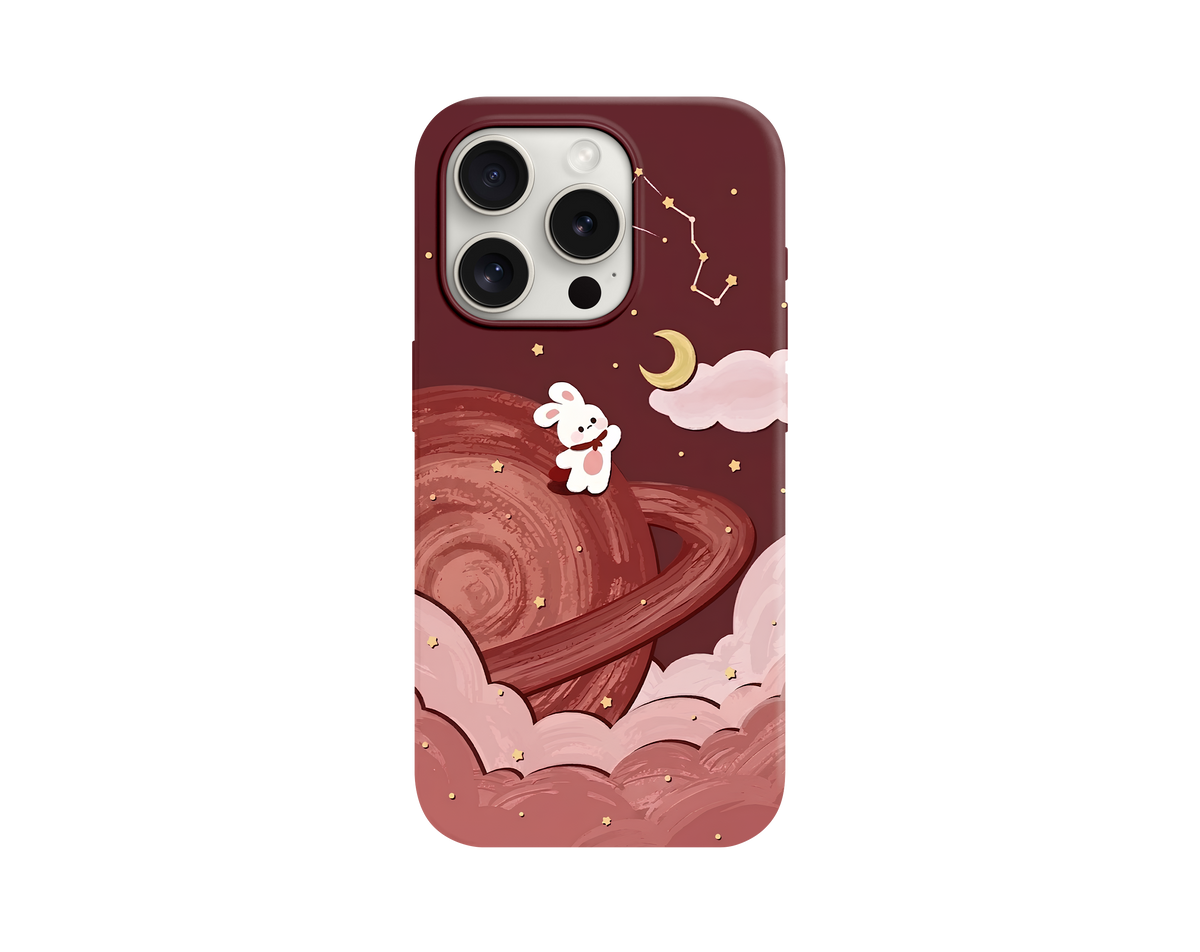 Tavşan ve Gezegen Desenli Telefon Kılıfı