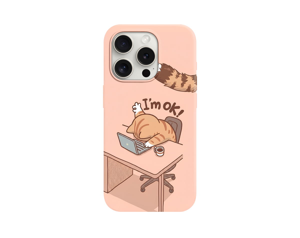 Uyuyakalan Kedi Desenli Eğlenceli Telefon Kılıfı