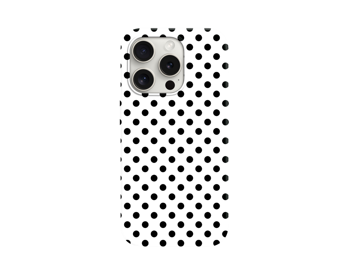 Siyah Beyaz Puantiye Desenli Telefon Kılıfı