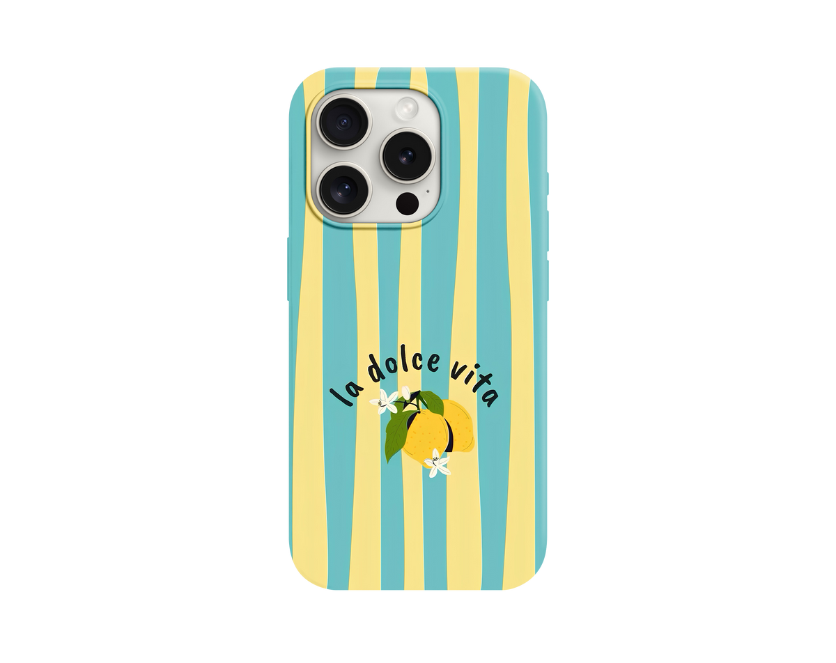 La Dolce Vita Yazılı Limon Desenli Telefon Kılıfı