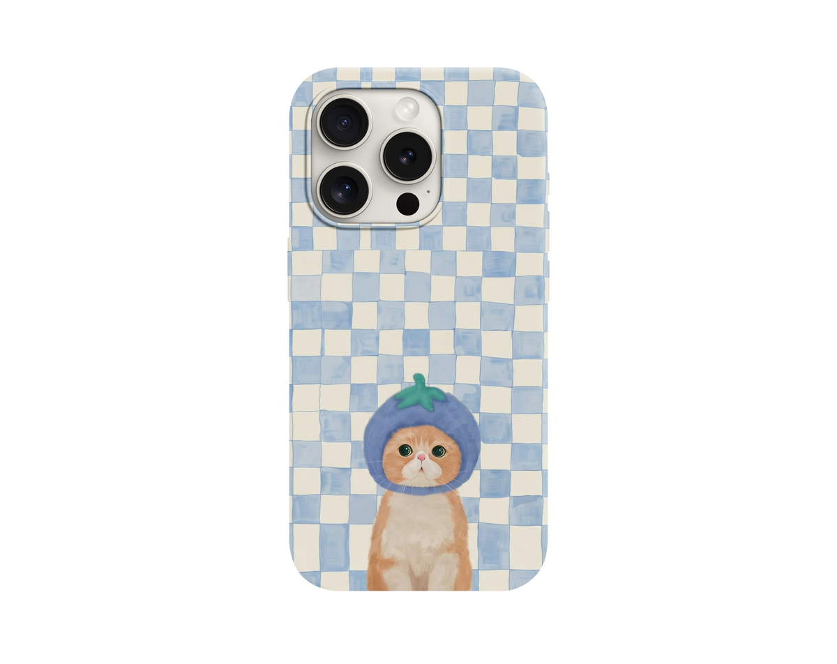Kawaii Blueberry Cat Çizimli Telefon Kılıfı