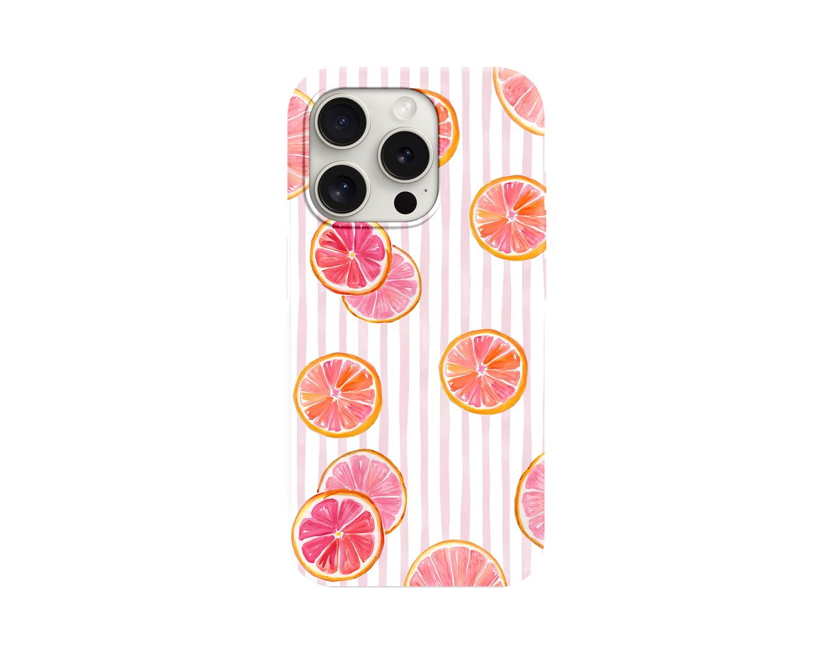 Pembe Çizgili Greyfurt Desenli Telefon Kılıfı