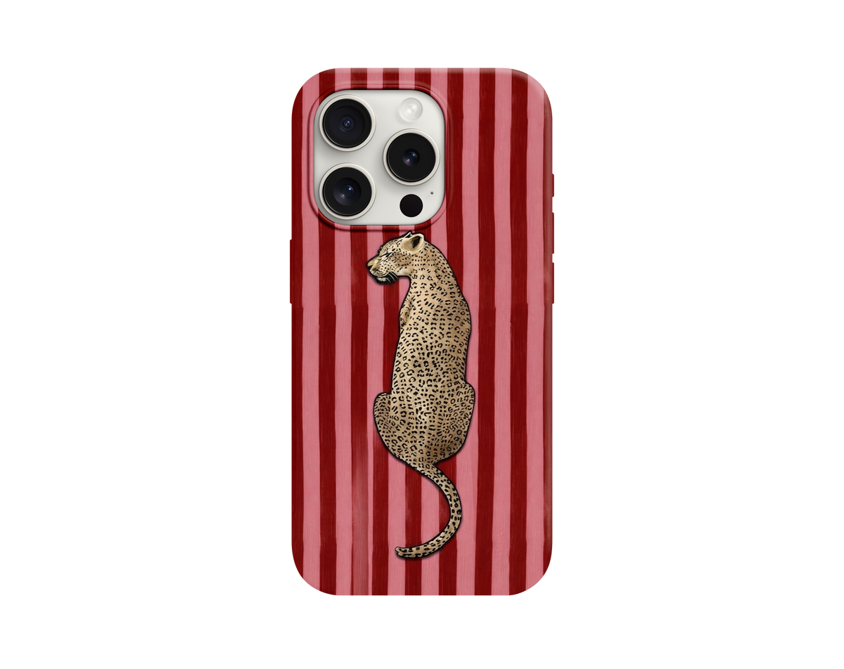 Leopar Figürlü Çizgili Telefon Kılıfı