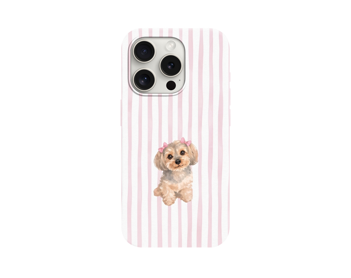 Fiyonklu Köpek Desenli Telefon Kılıfı