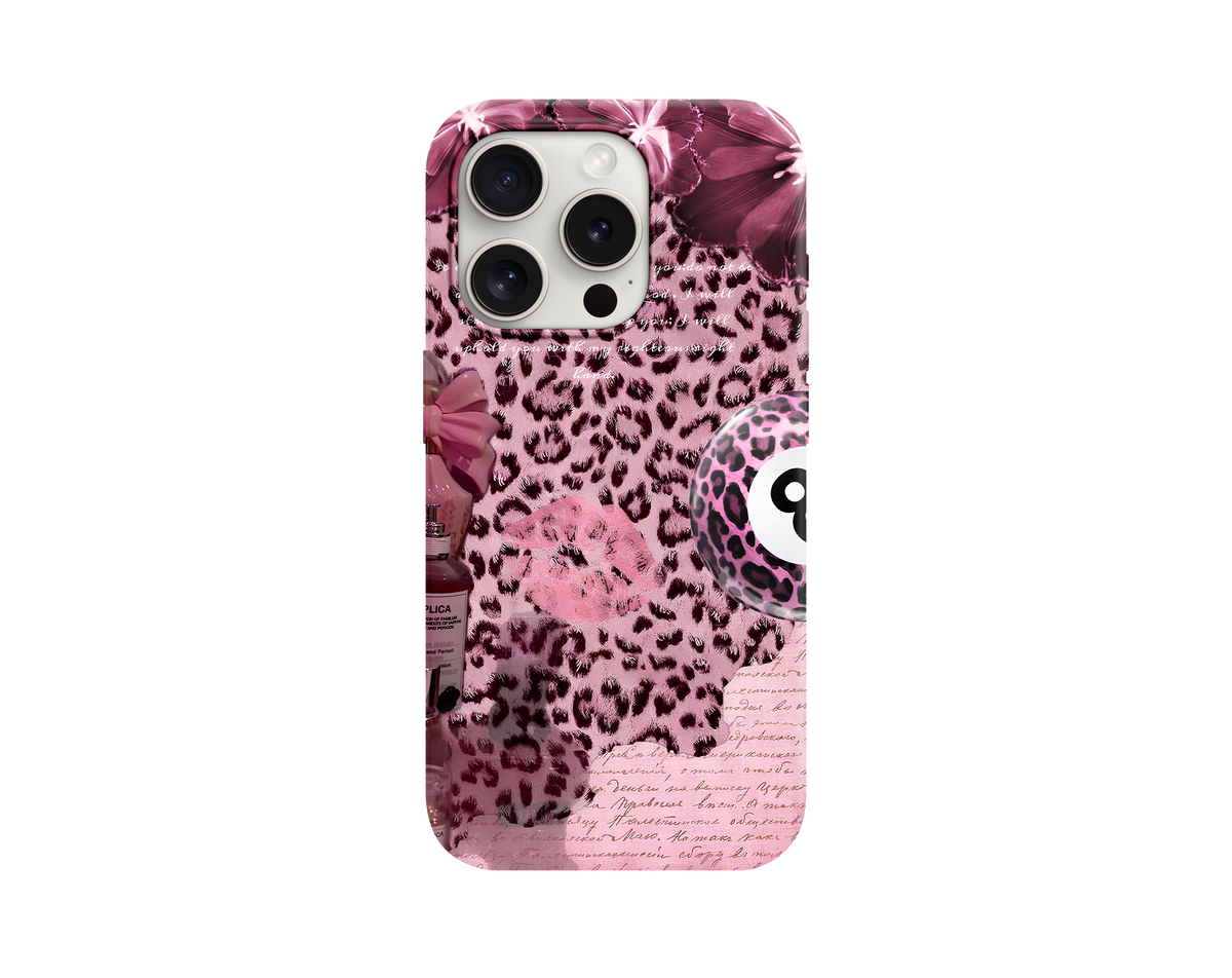 Özgün Tasarım Pembe Leopar Telefon Kılıfı