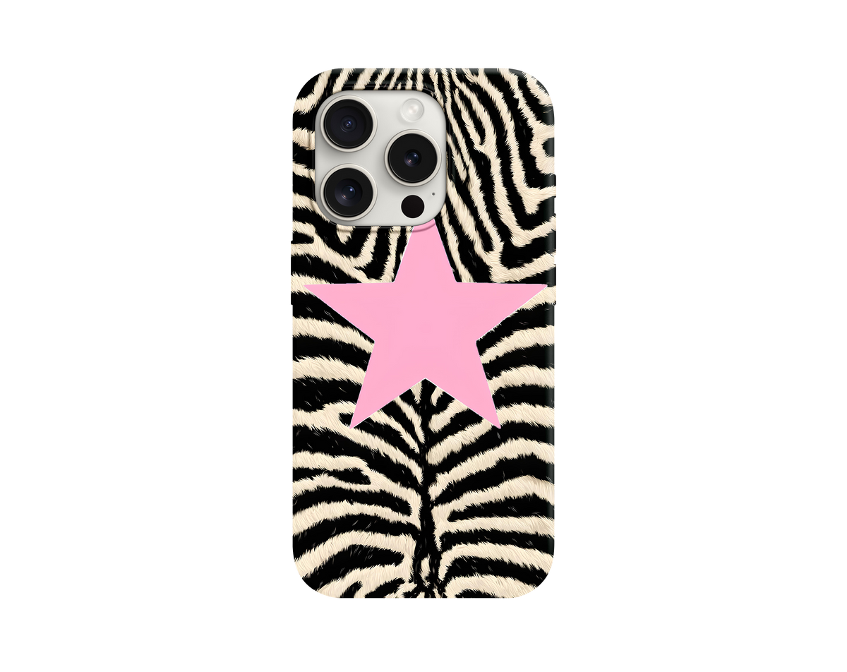 Yıldızlı Estetik Zebra Desenli Telefon Kılıfı