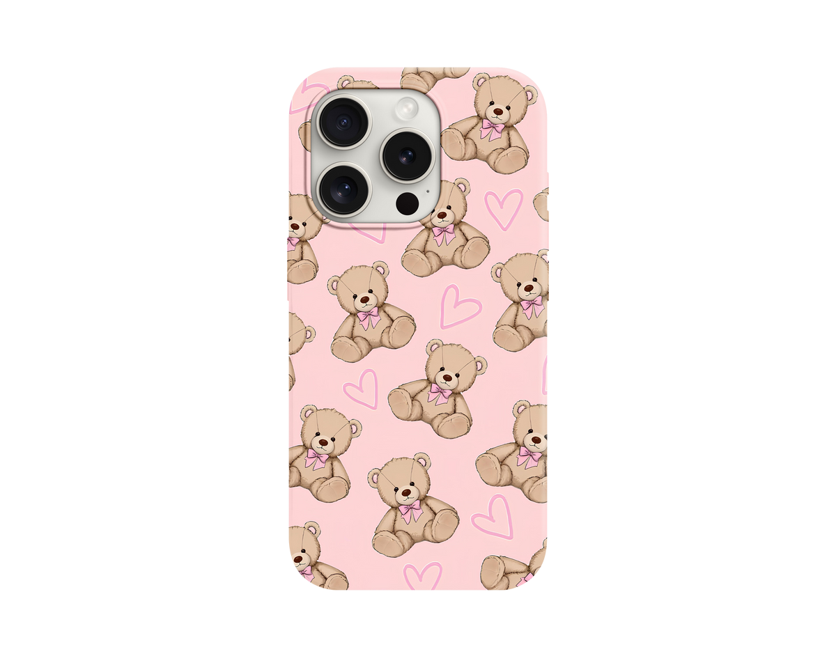 Cute Teddy Bear Pink Telefon Kılıfı