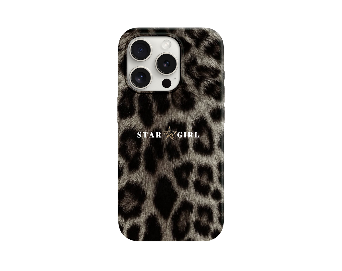 Leopar Desenli Star Girl Telefon Kılıfı