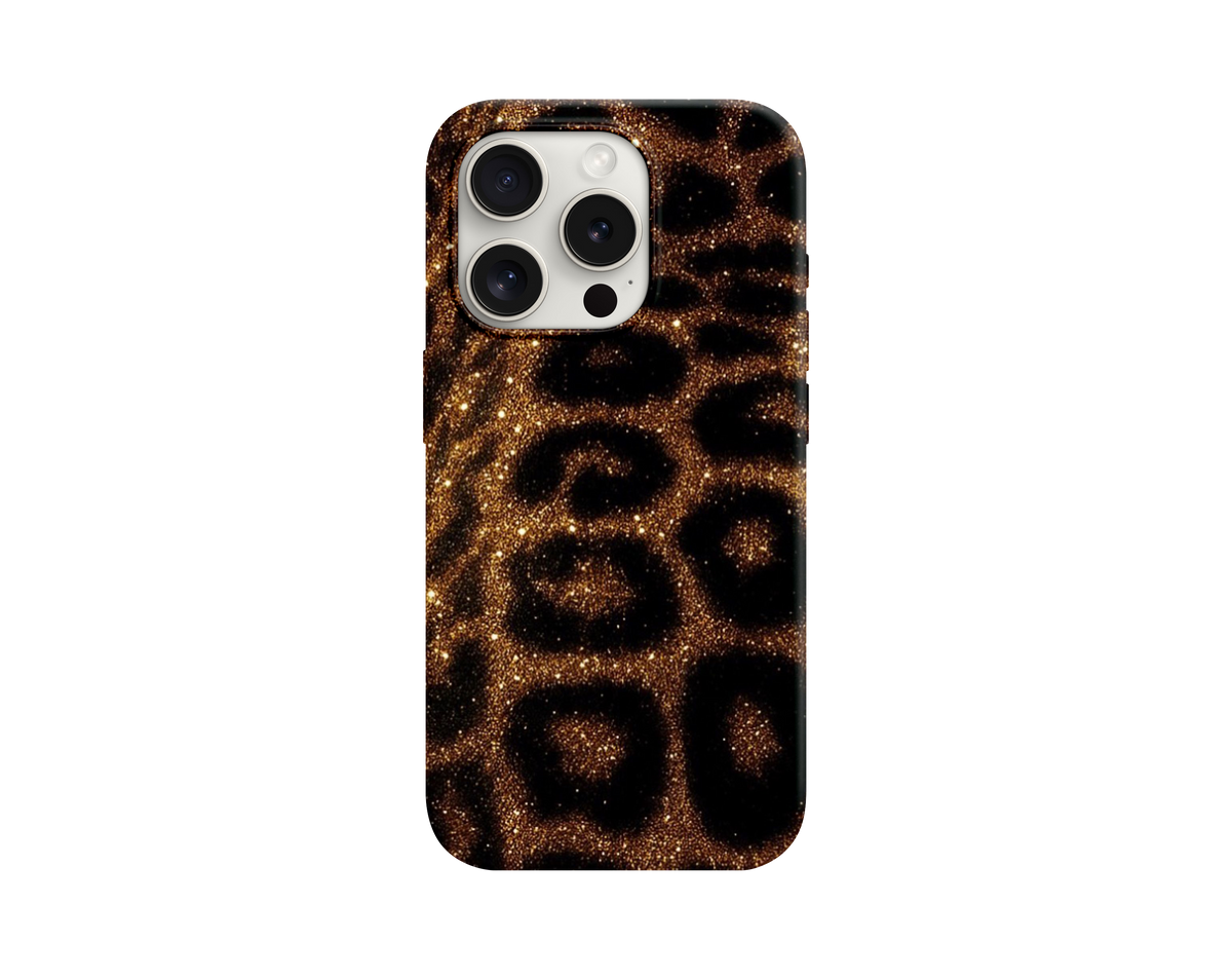 Altın Leopar Desenli Telefon Kılıfı