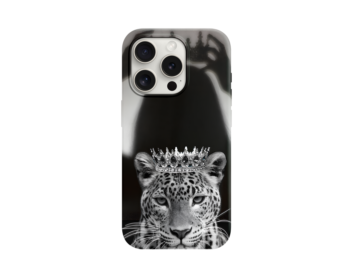 Taçlı Leopar Desenli Telefon Kılıfı