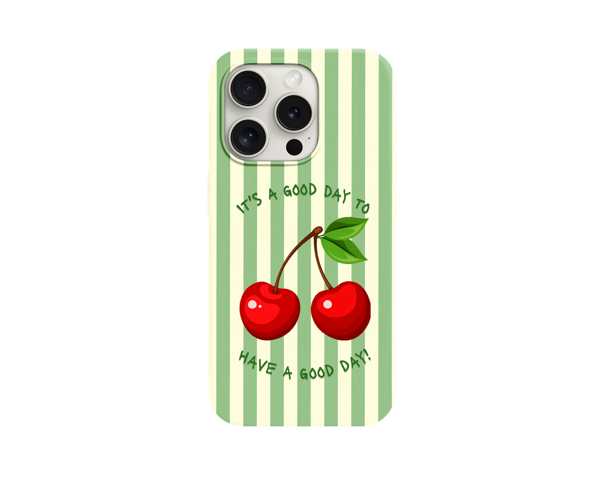 Have a Good Day Yazılı Kiraz Desenli Telefon Kılıfı